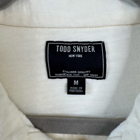 Todd Snyder Men’s Long Sleeve Polo Shirt M Chest Pockets Ivory Thick Minimalist - Picture 3 of 7